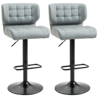 HOMCOM - Tabourets de bar réglables avec repose-pieds et dossier - gris - paquet de 2-Emballé par lot de 2 pour un look coordonné 
