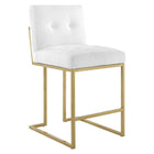 Modway - Privy Acier inoxydable doré Tissu rembourré Tabouret de comptoir - Or Blanc-Tabouret de comptoir de cuisine Glam Deco