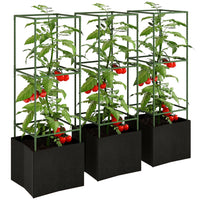 Outsunny - lot de 3 cages à tomates avec sacs de culture de 13,5 gallons-Ensemble de 3 bacs de plantation offrant beaucoup d'espace pour permettre aux fleurs, herbes ou légumes de pousser sainement et vigoureusement

