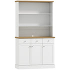 HOMCOM - Buffet de cuisine avec tiroirs et rangement - blanc-Une couleur bicolore en placage bois et blanc qui s’harmonise avec la plupart des décors 