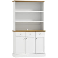 HOMCOM - Buffet de cuisine avec tiroirs et rangement - blanc-Une couleur bicolore en placage bois et blanc qui s’harmonise avec la plupart des décors 