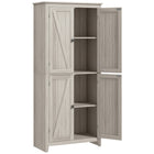 HOMCOM - Garde-manger de cuisine autoportant 72 po et buffet - gris-Les portes de style grange apportent un charme de ferme à votre cuisine 