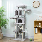 PawHut - Arbre à chat 69 po, tour avec 2 condos - gris clair-Base élargie et sangle anti-basculement assurant un soutien stable pour les chats actifs 