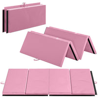 Soozier - Tapis De Gymnastique Pliable 4 pi L x 6 pi L x 2 po P - Tapis D’Exercice Avec Poignées De Transport Pour Yoga - Mma - Arts Martiaux - Rose-Tapis pour roue parfait pour les roulades, programmes d'exercices, pilates, étirements, yoga, arts martiaux, gymnastique, activités en crèche, et plus encore  
