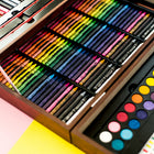 Art 101 - Ensemble de bois d'artiste de luxe, 215 pièces-Comprend de nombreuses options pour les peintres avec de la peinture acrylique, des gâteaux à l'aquarelle et une variété de pinceaux