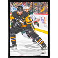 Evgeni Malkin Pittsburgh Penguins Skating with Puck sur toile - Toile encadree - 22" x 31"-Impression sur toile de qualité supérieure avec bordures enveloppées