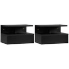 HOMCOM - Tables de chevet flottantes avec tiroir et étagère ouverte - noir - lot de 2-Deux tables de chevet dans chaque ensemble