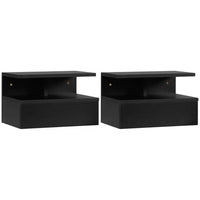 HOMCOM - Tables de chevet flottantes avec tiroir et étagère ouverte - noir - lot de 2-Deux tables de chevet dans chaque ensemble