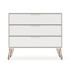 Manhattan Comfort - Rockefeller commode moderne du milieu du siècle 35,24" - blanc-Commode Mid-Century Modern pour chambre à coucher