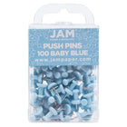 JAM Paper - Punaises colourées - bleu layette - paquet de 100-Punaises à tête en plastique | Couleur : bleu ciel