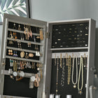 HOMCOM - Armoire à bijoux avec miroir - 18,4 po L x 14,4 po l x 59,6 po H - gris-Couleur : gris 