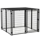 PawHut - Chenil d’extérieur pour chien avec toit, noir - 55,5 po L x 55,5 po l x 44,5 po H-8 panneaux en fil solide et cadre en métal renforcent la stabilité et assurent une utilisation quotidienne 