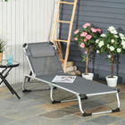 Outsunny - Chaise longue pliante avec appui-tête et dossier réglable - gris-Design pliable et peu encombrant pour un transport et un rangement rapides