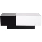 HOMCOM - Table basse rectangulaire moderne avec coffre de rangement dissimulé et plateau coulissant - noir et blanc-Peut être utilisée comme table d'appoint, table basse, table d'écriture et plus encore