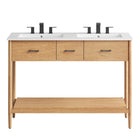 Modway - Zaire 48" Meuble de salle de bain à double lavabo - Blanc naturel-Assemblée requise