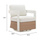 Zuo - Gelo Chaise pivotante - Blanc/Brun-6