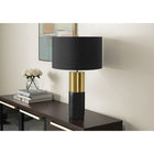Monarch Specialties - Luminaire - 25 po H Lampe De Table - Béton Noir - Abat-Jour Noir - Contemporain-L'interrupteur rotatif à 3 voies facile à utiliser soutient une seule ampoule (non incluse) avec une puissance maximale de 100 W/120 V, vous permettant d'ajuster l'ambiance lumineuse pour éclairer ou atténuer instantanément la pièce
