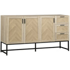 HOMCOM - Buffet 61,4 po L avec 3 tiroirs - chêne-Grand espace de rangement avec deux armoires et trois tiroirs pour stocker vos fournitures quotidiennes 