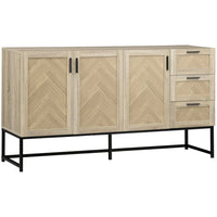 HOMCOM - Buffet 61,4 po L avec 3 tiroirs - chêne-Grand espace de rangement avec deux armoires et trois tiroirs pour stocker vos fournitures quotidiennes 