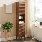 Modway - Render Tall Narrow Armoire de rangement de salle de bain in Noyer-Charnières à fermeture douce