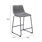 Zuo - Smart Tabouret de comptoir - Charcoal - Ensemble de 2-8