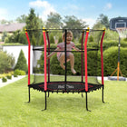 Soozier - Trampoline pour enfants avec filet de protection - 64" de diamètre - Rouge-Fabriqué avec un cadre en acier enduit de poudre et un boîtier en filet anti-UV 