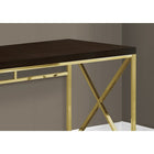 Monarch Specialties - 7201 Bureau 48 po L - Espresso/Metal Or-La base robuste en métal doré avec un design en X apporte un style à la mode et un espace de travail fonctionnel.