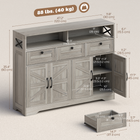 HOMCOM - Buffet de style ferme 47 po avec portes de grange et étagères de rangement - gris-Charme rustique de ferme accentué par le design de porte de grange