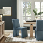 Modway - Emory Velours Performance Rembourré Fauteuil d’appoint de salle à manger - Cadet Blue-Cadre en bois solide