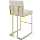 Modway - Privy Acier inoxydable doré Tissu rembourré Tabouret de bar - Beige doré-Capsules de pied non marquées