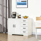 HOMCOM - Buffet moderne 41,3 po L avec 4 tiroirs et 2 portes à panneaux rainurés - blanc-Peut être utilisé comme vitrine, buffet ou meuble de rangement pour le couloir 