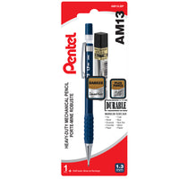 Pentel - AM13 Porte-mines à usage Intensif et Mines de Recharge - 1,3 mm - HB-Trace sur le carrelage, le bois, les cloisons sèches, le béton et le papier. Il n'est pas recommandé de l’utiliser sur des surfaces non absorbantes telles que le verre, le plastique et certains métaux