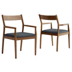 Modway - Solara Bois de cuir végane Fauteuils de salle à manger Ensemble de 2 - Noir noyer-Fauteuils à manger Rubberwood ensemble de 2