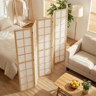 HOMCOM - Séparateur de pièce autoportant 6 panneaux pour chambre - naturel et blanc-Aucun assemblage requis  