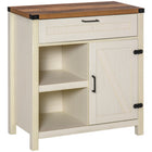 HOMCOM - Buffet 29,9 po L - blanc-La façade de style porte de grange et la quincaillerie foncée évoquent un charme rustique dans votre maison 