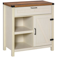 HOMCOM - Buffet 29,9 po L - blanc-La façade de style porte de grange et la quincaillerie foncée évoquent un charme rustique dans votre maison 