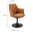Modway - Lippa Salle à manger pivotante Cuir végane Fauteuil - Black Tan-Fauteuil de salle à manger avec base de piédestal