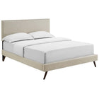 Modway - Macie Tissu Lit à plateforme Queen avec pieds ronds et écartés, Beige-Montures en quatre emplacements
