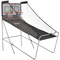 Homcom - Double Shots Système De Basketball Arcade Pliable Pour Deux Joueurs-Système de basket arcade Double Shot, compteur électronique LED avec sons et minuterie  