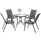 Outsunny - ensemble de salle à manger de patio 5 pièces - mobilier de jardin 4 places - gris foncé-Ce set de salle à manger pour patio comprend une table et 4 chaises