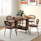 HOMCOM - table à manger pliante à roulettes 51 po avec rallonge rabattable et étagère de rangement pour 6 personnes - brun rustique-L’étagère centrale de rangement dissimulée garde les essentiels organisés 