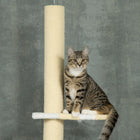PawHut - Arbre à chat du sol au plafond 87 po-102 po avec kit anti-basculement - jaune-Une base solide et un dispositif anti-basculement assurent la stabilité lorsque les chats sautent et grimpent 