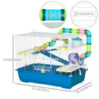 PawHut - Cage pour hamster 31 po L avec système de tubes tunnels - Bleu-Convient aux petits hamsters et gerbilles, non adapté aux races plus grandes comme les hamsters syriens