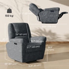 HOMCOM - Fauteuil inclinable électrique avec siège rembourré et ports USB - gris foncé-Base pivotante à 240° permettant des mouvements et interactions fluides et flexibles   