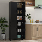 HOMCOM - Armoire de cuisine garde-manger 67 po à 4 portes avec étagères réglables - noir-Les étagères réglables vous permettent de stocker des objets plus volumineux sans vous soucier de leur taille 