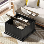 HOMCOM - Table basse à plateau relevable avec station de charge et rangement - noir-La construction solide en panneaux de particules et MDF supporte jusqu’à 80 kg pour une durabilité accrue