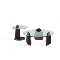 Manhattan Comfort - Ensemble de 2 tables basse et d’appoint Artesia Modern Glam - Noyer foncé-Ensemble de table basse moderne et de table d’appoint pour salon