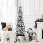 HOMCOM - Arbre de Noël artificiel fin floqué de neige artificielle 6pi-Des branches en plastique réalistes donnent un aspect plein et luxuriant à l'arbre 