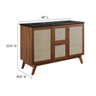 Modway - Soma 48" Vanité de salle de bain à un seul lavabo - Noir noyer-Étagères ajustables