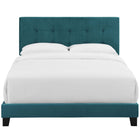 Modway - Amira Performance Velvet Lit Queen, Bleu de mer-Capsules de pied non marquées